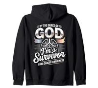 By The Grace Of God I'm A Survivor Lung Cancer Zip Hoodie