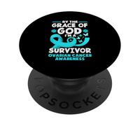 By The Grace Of God I'm A Survivor Ovarian Cancer Awareness PopSockets Adhesive PopGrip