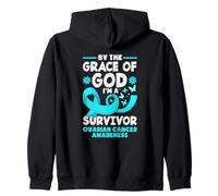 By The Grace Of God I'm A Survivor Ovarian Cancer Awareness Zip Hoodie