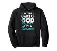By The Grace Of God Survivor Cervical Cancer Ribbon Pullover Hoodie