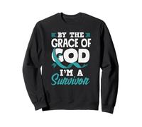 By The Grace Of God Survivor Cervical Cancer Ribbon Sweatshirt