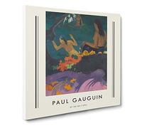 By The Sea By Paul Gauguin Canvas Print | Gallery Wrapped 30mm Frame Wall Art | 14x14 inches | Ready to Hang | Impressionist Seascape Picture | Living Room Bedroom Lounge Office
