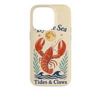 By The Sea Tides And Claws Vintage Lobster Full Moon Retro Case for iPhone 14 Pro