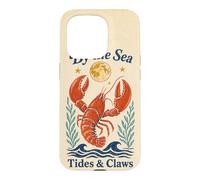 By The Sea Tides And Claws Vintage Lobster Full Moon Retro Case for iPhone 15 Pro