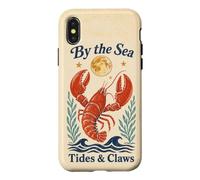 By The Sea Tides And Claws Vintage Lobster Full Moon Retro Case for iPhone X/XS