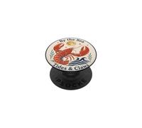 By The Sea Tides And Claws Vintage Lobster Full Moon Retro PopSockets Adhesive PopGrip