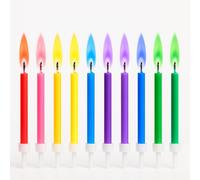 Birthday Candles - Gorgeous 12pcs Happy Birthday Candles for Cake, Colorful Flame Candles, Holders Included