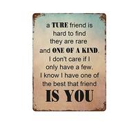 by Unbranded A Ture Friend is Hard to Find They are Rare and One of A Kind Metal Signs Funny Vintage Aluminum Metal Tin Sign for Living Room Wall Art Home Decor 12"x16" Poster
