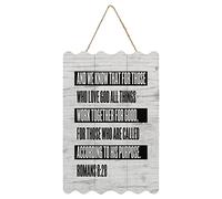 by Unbranded All Things Works Together for Good Hanging Wood Sign with Rope Wall Decor Rustic Sign with Saying Quotes Decorative Wooden Plaque Sign for Bedroom Kitchen 8x12 Inch