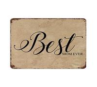 by Unbranded Farmhouse Decorative Metal Tin Sign, Best Mom Ever Vintage Tin Sign with Quote, Rustic Home Decor Wall Art 8x12 Inch