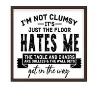 by Unbranded I'm Not Clumsy It's Just The Floor Hates Me Frame Wooden Wall Plaque Funny Kitchen Wall Decorative Wooden Signs Antique Wood Sign with Quotes for Bedroom Offices 7x7 Inch