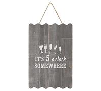 by Unbranded It's 5 O'clock Somewhere Hanging Wood Sign with Rope Wall Decor Rustic Sign with Saying Quotes Decorative Wooden Plaque Sign for Bedroom Kitchen 8x12 Inch