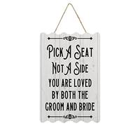 by Unbranded Personalized Wedding Signs Pick A Seat Not A Side You Are Loved by Both The Groom And Bride Rustic Wood Wall Decor Sign Farmhouse Sign Wall Decor for Living Room Bedroom 8x12 Inch