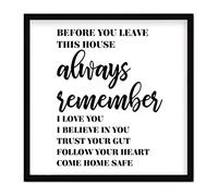 by Unbranded Rustic Framed Wall Art Decorative 12x12 Inch Wooden Kitchen Signs before You Leave This House Alway Remember Retro Wall Art Wood Plaque Sign with Quotes Home Sign for Bedroom Mantel