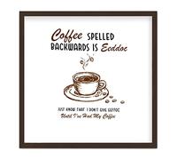 by Unbranded Vintage Framed Home Decor 7x7 Inch Wooden Plaques Coffee Spelled Backwards Is Eeffoc Country Wall Art Wood Plaque Sign with Sayings Home Sign for Cafe Coffee Shops
