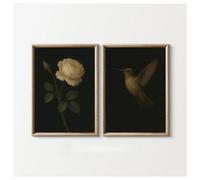 BYAMBD Aesthetic Pictures 2pcs Frameless Retro Hummingbird Posters Prints Wall Art Canvas Simple Bird Farmhouse Country Painting Apartment Decor(E,40x60cm)