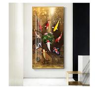 BYAMBD Aesthetic Pictures Koi Fish Feng Shui Carp Pictures Canvas Painting No Frame Wall Art Poster For Living Room Modern Gallery Interior Home Decor(O,50x100CM)