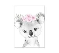 BYAMBD Aesthetic Pictures Nordic Koala Rabbit Tiger Lion Giraffe Pink Flower Posters And Prints Wall Art Canvas Painting Pictures For Kids Room Home Decor(C,40x50cm)