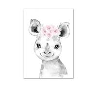 BYAMBD Aesthetic Pictures Nordic Koala Rabbit Tiger Lion Giraffe Pink Flower Posters And Prints Wall Art Canvas Painting Pictures For Kids Room Home Decor(H,20x30cm)