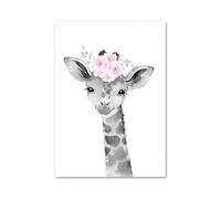 BYAMBD Aesthetic Pictures Nordic Koala Rabbit Tiger Lion Giraffe Pink Flower Posters And Prints Wall Art Canvas Painting Pictures For Kids Room Home Decor(F,50x70cm)