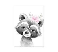 BYAMBD Aesthetic Pictures Nordic Koala Rabbit Tiger Lion Giraffe Pink Flower Posters And Prints Wall Art Canvas Painting Pictures For Kids Room Home Decor(I,30x40cm)