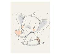 BYAMBD Aesthetic Pictures Nursery Cartoon Cute Animal Elephant Rabbit Bear With Rocket Balloon Wall Art Posters Minimalist Canvas Painting For Home Decor(E,40x60cm)