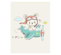 BYAMBD Aesthetic Pictures Nursery Cartoon Cute Animal Elephant Rabbit Bear With Rocket Balloon Wall Art Posters Minimalist Canvas Painting For Home Decor(D,40x60cm)