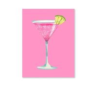 BYAMBD Aesthetic Pictures Pink Cocktail Poster Prints Balloon Puppy Making Happy Leopard Butterfly Canvas Painting For Living Room Home Pantry Wall Art Decor(F,20x30cm)