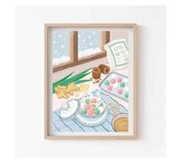 BYAMBD Aesthetic Pictures Unframed Japanese Dinner Friend Family Food Chinese Indian Vietnamese Posters Print Canvas Painting Wall Art For Home Decor(C,20x30cm)