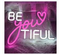 BYAMBD Home Bar Decor Be Your Tiful Neon Sign Letter LED Light Brightness Adjustable USB Powered for Bedroom Kid Room Home Wall Decoration 35cmx26cm