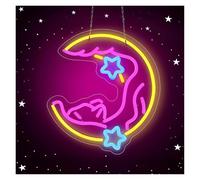 BYAMBD Home Bar Decor Cat and Moon LED Neon Dimmable Sign Lamp, for Wall, Living Room Party Shop Club Office Bar Holiday Surprise Decor 30cm×33cm
