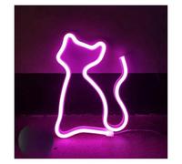 BYAMBD Home Bar Decor Cat LED Neon Sign Animal Decoration Lamp Night Light USB Wall Art Decor Room Bedroom Birthday Shop(G)