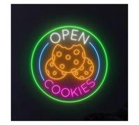 BYAMBD Home Bar Decor Cookies Open Neon Sign USB Powered Lamps Bakery Store Baking Kitchen Room Aesthetic Wall Mount Indoor Decor 63.5cm