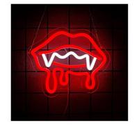 BYAMBD Home Bar Decor Devil's Teeth Neon Sign Light Dimmable USB Powered for Living Room Bar Pub Bedroom Party Game Room Wall Art Decor 25cmx21cm