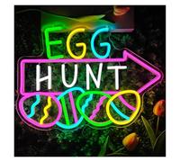BYAMBD Home Bar Decor Egg Hunt Neon Easter Game Arrow Decoration USB Powered Suitable for Parties Children's Activities Outdoor 15x10.9in
