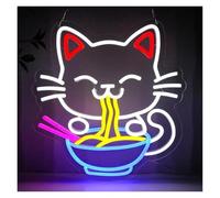 BYAMBD Home Bar Decor Fortune Cat Ramen Neon Signs for Wall Decor Anime Japanese Lucky Cat Noodle Room Decoration for Resturant Bar Kitchen Party(32x33.5cm)