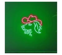 BYAMBD Home Bar Decor Golden Retriever Neon Sign USB Powered Dog with Cowboy Hat Neon Lights for Shop Home Decor Dimmable(C,65cmx65cm)