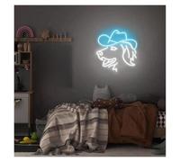 BYAMBD Home Bar Decor Golden Retriever Neon Sign USB Powered Dog with Cowboy Hat Neon Lights for Shop Home Decor Dimmable(D,50cmx50cm)