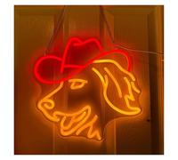 BYAMBD Home Bar Decor Golden Retriever Neon Sign USB Powered Dog with Cowboy Hat Neon Lights for Shop Home Decor Dimmable(B,35cmx35cm)