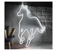 BYAMBD Home Bar Decor Horse Neon Sign Animal LED Light USB Powered for Bedroom Living Office Home Horse Farms Personalized Wall Decor(White,45x39cm)