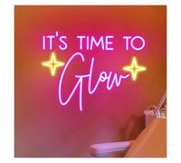BYAMBD Home Bar Decor It's Time to Glow Neon Signs USB Powered Adjustable Brightness Letter Neon Lights Suitable for Wall Decor(A,55cmx65cm)