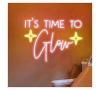 BYAMBD Home Bar Decor It's Time to Glow Neon Signs USB Powered Adjustable Brightness Letter Neon Lights Suitable for Wall Decor(C,25cmx40cm)