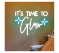 BYAMBD Home Bar Decor It's Time to Glow Neon Signs USB Powered Adjustable Brightness Letter Neon Lights Suitable for Wall Decor(B,45cmx60cm)