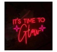 BYAMBD Home Bar Decor It's Time to Glow Neon Signs USB Powered Adjustable Brightness Letter Neon Lights Suitable for Wall Decor(D,55cmx65cm)
