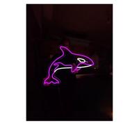BYAMBD Home Bar Decor Killer Whale Neon Sign Seaworld Led Lights Blue Orca Led Neon Home Decor for Kids 38cm(Pink)