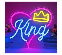 BYAMBD Home Bar Decor King Neon Sign, Alphabet LED Light Dimmable USB Power Switch, Bedroom Kids Room Wall Decoration