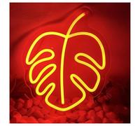 BYAMBD Home Bar Decor Leaf Neon Light Art Wall Decor Green Plant Leaf Neon Sign for Balcony Garden Decoration Night Lights 26cmx30cm(F)