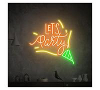 BYAMBD Home Bar Decor Let's Party Neon Sign USB Powered Adjustable Brightness Ice Cream Neon Lights Suitable for Shop Room Wall Decor(E,60cmx60cm)
