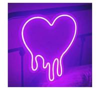BYAMBD Home Bar Decor Melting Heart Neon Sign Bleeding Dripping Heart LED Neon Sign Light Home Wall Decoration Personalized Neon 28cmx30cm(F)