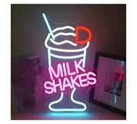 BYAMBD Home Bar Decor Milk Shake LED Neon Sign USB Dimmable for Ice Cream Shop Beverage Store Restaurant Party Wall Decor 15.7x9.2in